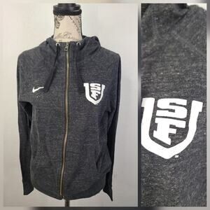 Nike Gym Vintage Full Zip Hoodie Sweater Womens SZ Small Heather Gray USF